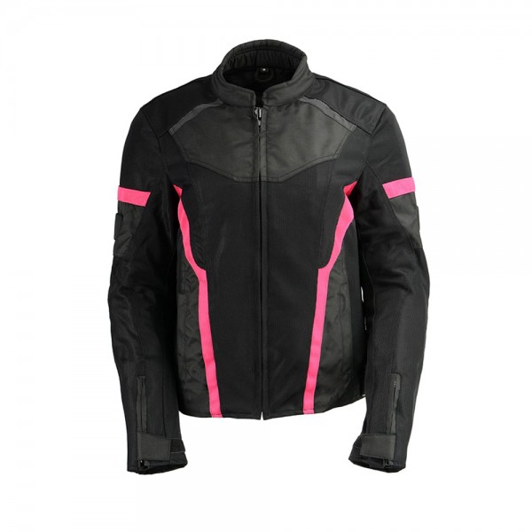 Ladies Black & Pink Nylon/Mesh Racing Jacket w...