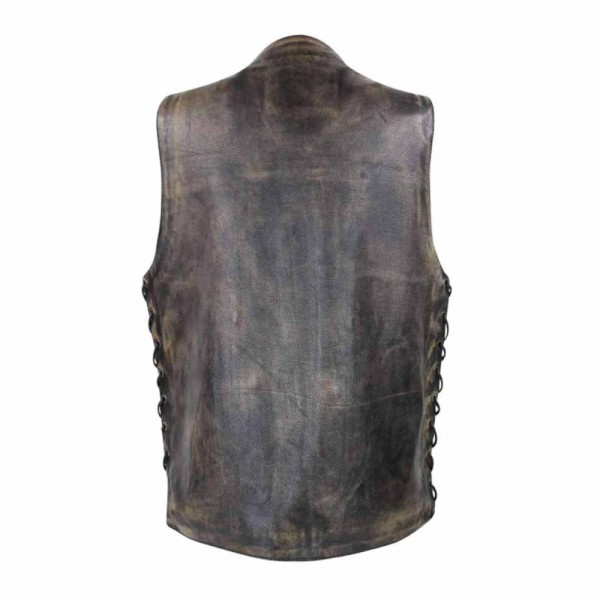 Men's 'Wreck' Distressed Brown Multi-Pocket Leather Vest