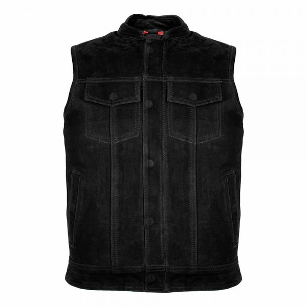 Men's Matt Black Leather Waistcoat
